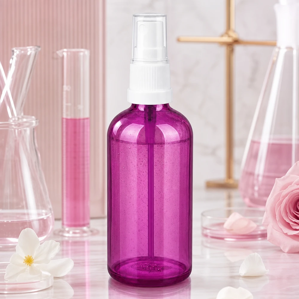 Transparent sprayflaska 100ml i Purple Line-design för hemmagjord hudvård