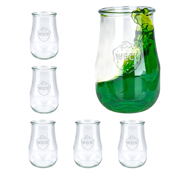 Set med 6 Weck-glas 1750 ml tulpanformade