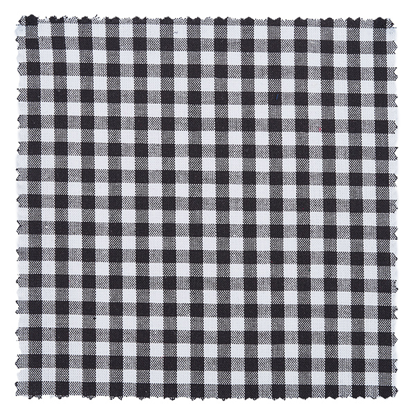 Smyckes servett i svart rutmönster, 12 cm kvadratisk Svartvitt rutigt tygmönster närbild, Vichy check textil för smycken doily 12cm kvadrat lantlig husdekoration