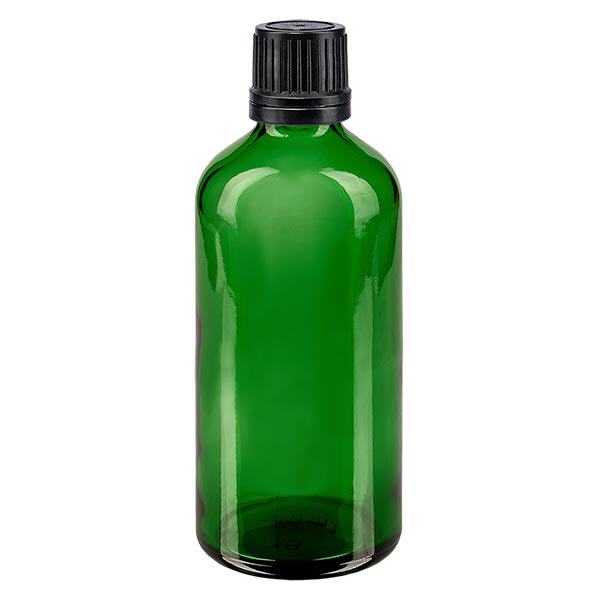 Apoteksflaska grön 100ml droppflaska premium 1mm svart manipulationsskydd Apoteksflaska grön 100ml droppflaska premium 1mm svart manipulationsskydd