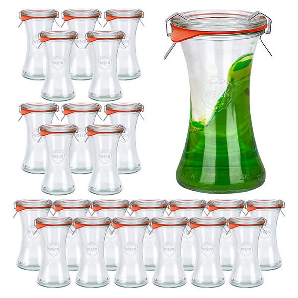Set med 24 Weck 200 ml delikatessglas med 24 glaslock