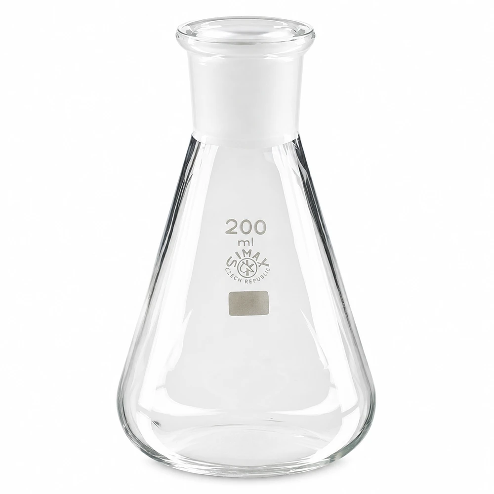 Erlenmeyerkolv 200ml med standardslipad fog (29/32) Erlenmeyerkolv 200ml med standardslipad fog (29/32)