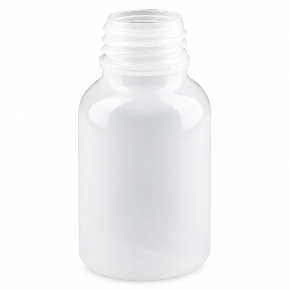 100ml laboratorieflaska med bred hals utan lock 100 ml laboratorieflaska med vid hals av vit plast utan lock, avsedd för laboratorie- och forskningsbruk