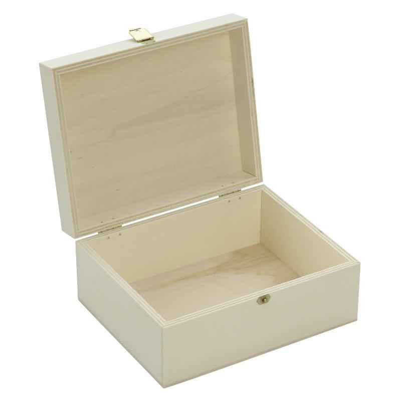 Trälåda med gångjärnsförsett lock 17x14x8cm Trälåda med gångjärnsförsett lock 17x14x8cm