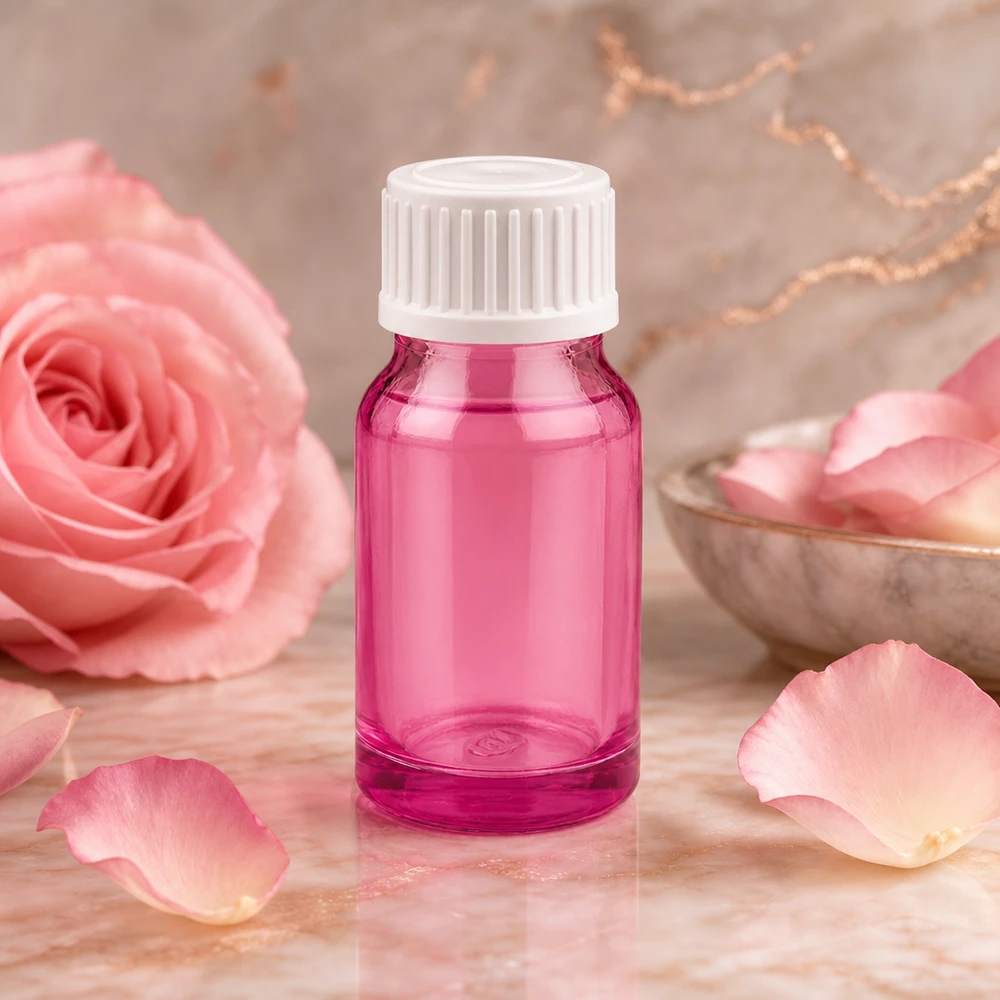 10ml droppflaska 0,9mm vit standard PurpleLine. UT18/10 Liten glasflaska 10 ml i violett med praktiskt dropplock för aromaterapianvändning