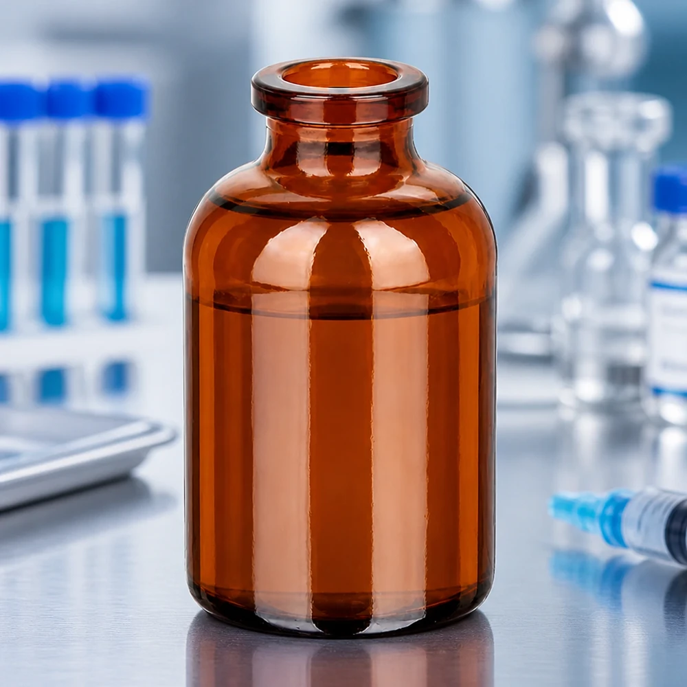 Injektionsflaska av bärnstensfärgat glas 30ml Bernsteinfarbene Injektionsflasche 30ml aus Typ-I-Glas für parenterale Arzneimittel