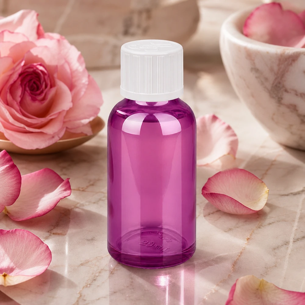 30ml droppflaska 1,2mm vit standard barnsäker PurpleLine.UT18/30 Liten 30 ml droppflaska i lila plast med barnsäkert lock för exakt dosering