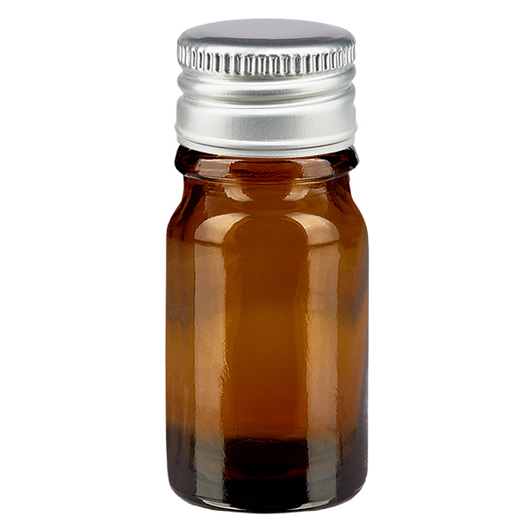 5ml flaska 11mm skruvkork Alu-Silver Standard BrunL. UT18/5