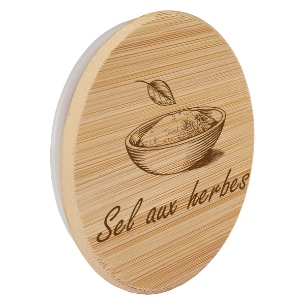 Couvercle en bois "Sel aux herbes" för WECK RR60 Couvercle en bois "Sel aux herbes" för WECK RR60