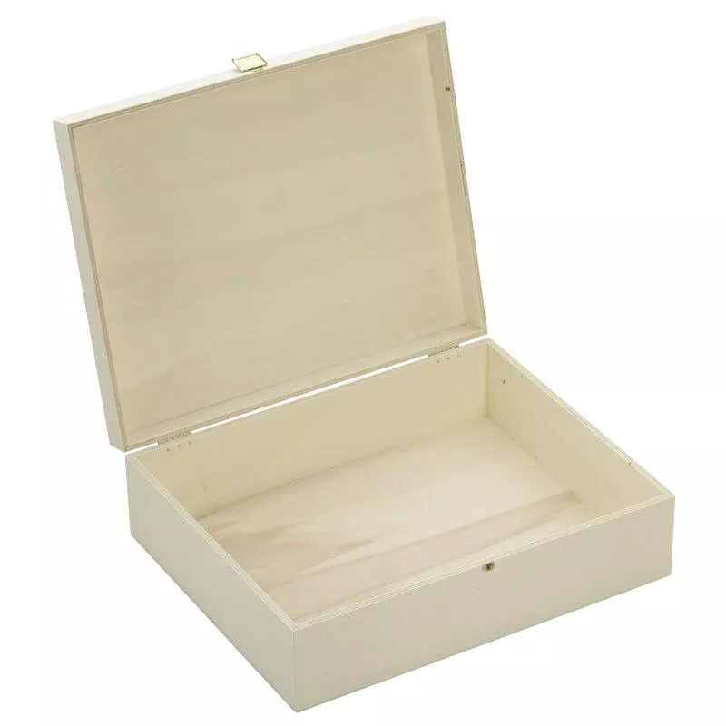 Trälåda med gångjärnsförsett lock 35x28x11cm Trälåda med gångjärnsförsett lock 35x28x11cm