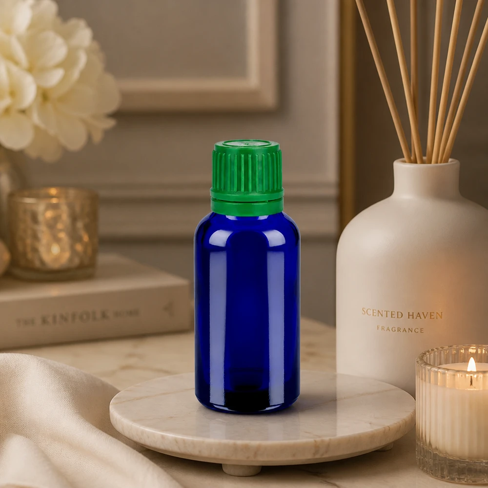 Kompakt 30 ml glasflaska med 11 mm öppning, perfekt för DIY-kosmetika och doftblandningar