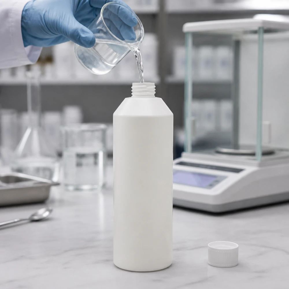 Apoteksflaska HDPE 250ml vit, utan lock Vit HDPE-flaska, 250 ml, cylindrisk form, utan lock, för farmaceutiska tillämpningar
