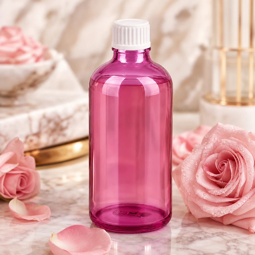 100ml droppflaska 0,9mm vit standard PurpleLine UT18/100 Liten 100 ml droppflaska av transparent plast med vitt skruvlock STD-gänga