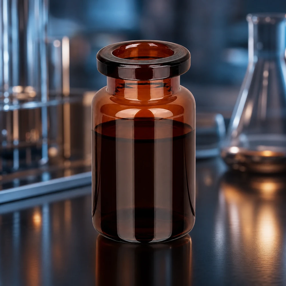Injektionsflaska brunt glas 5ml Miniatur Pharmaflasche aus dunkelbraunem Glas 5ml mit geradem Flaschenkörper im Labor