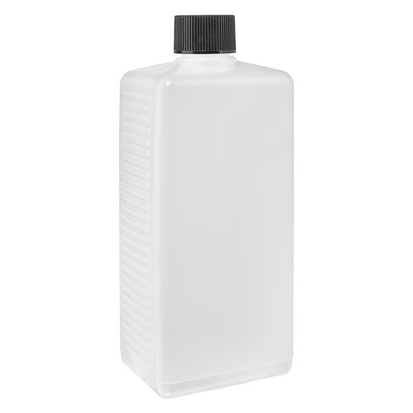 500ml fyrkantig flaska PE natur, med lock