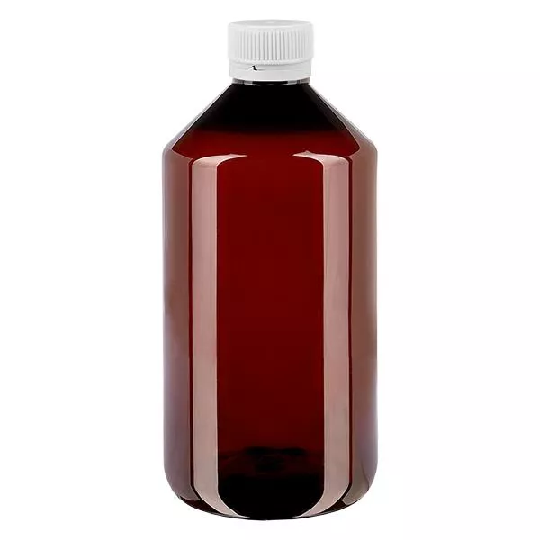 PET-flaska 750ml med vitt säkerhetslock, räfflat PET-flaska 750ml med vitt säkerhetslock, räfflat
