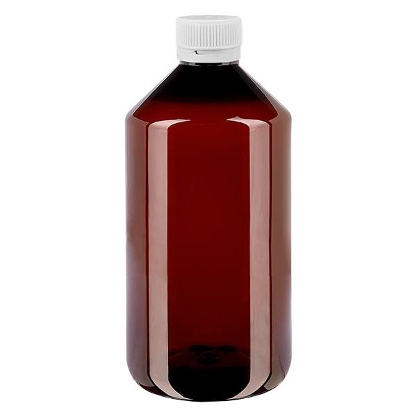 PET-flaska 750ml med vitt säkerhetslock, räfflat PET-flaska 750ml med vitt säkerhetslock, räfflat