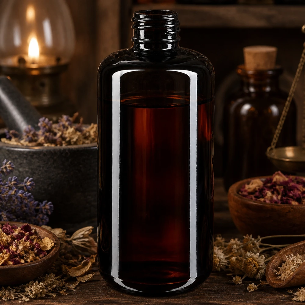 Stilren Draco kosmetikflaska 200ml med smal silhuett och lyxig violett glasfinish