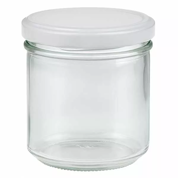 Glasmugg med volym 167 ml med lock BasicSeal vit UNiTWIST