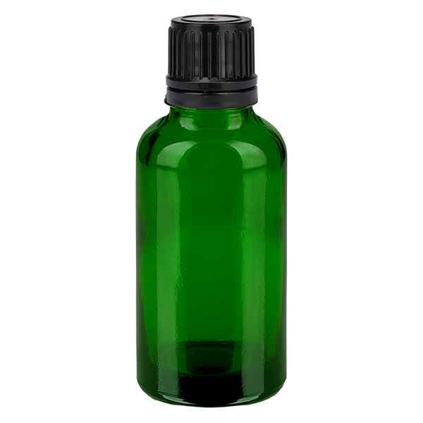 30ml Droppflaska 1mm svart med självhäftande lock GreenL. UT18/30