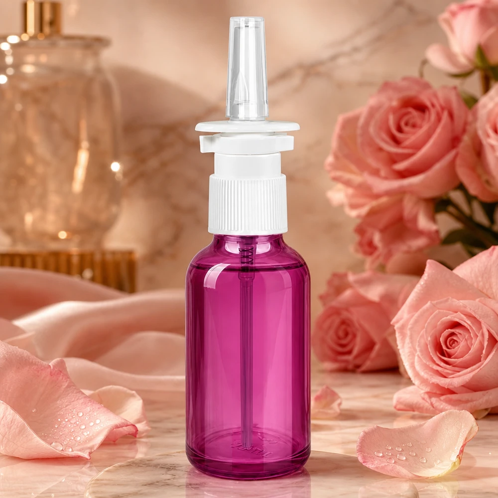 30 ml nässprayflaska vit/transparent standard PurpleLine. UT18/30 Praktisk 30 ml nässprayflaska i elegant lila look med ergonomiskt vitt pumpsprayhuvud