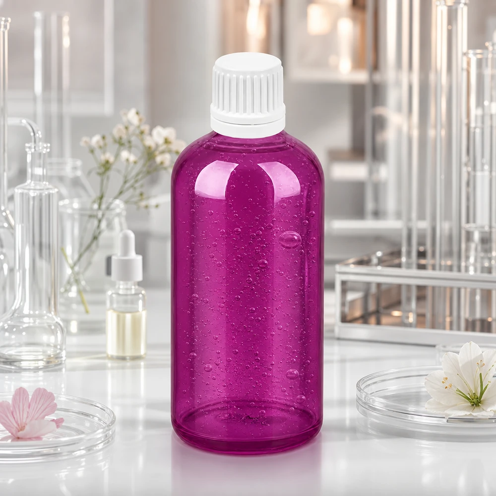 100ml droppflaska 0,7mm vit Originality skruvkork PurpleLine UT18/100 Exakt 0,7 mm droppdosering med 100 ml lila plastflaska för aromaterapi och laboratorietillämpningar