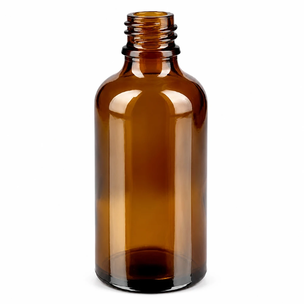50 ml flaska 11 mm skruvkork vit Standard BrownLine UT18/50 Brun apoteksflaska 50 ml med gänga för farmaceutiska tillämpningar och laboratorieprover