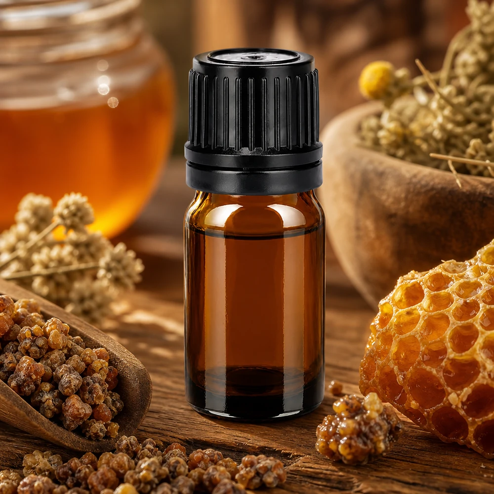 Kompakt 5 ml flaska BrownLine-serien med svart säkerhetslock för aromaterapi