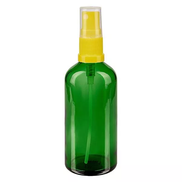 Apoteksflaska grön 100ml spraytopp gul Apoteksflaska grön 100ml spraytopp gul