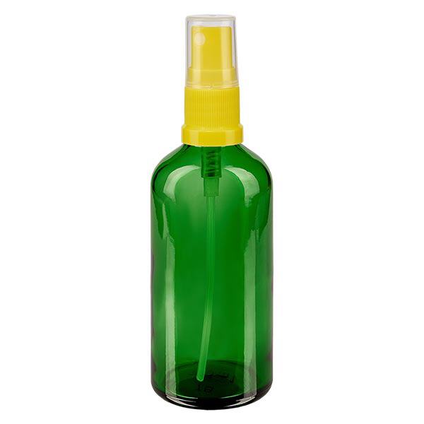 Apoteksflaska grön 100ml spraytopp gul Apoteksflaska grön 100ml spraytopp gul