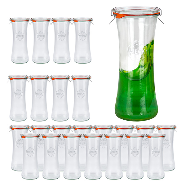 Set med 24 Weck-burkar 700 ml delikatessburk med glaslock