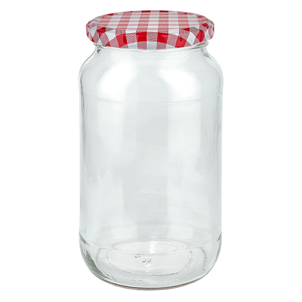 1062ml rund burk + BasicSeal-lock röd/vit UNiTWIST