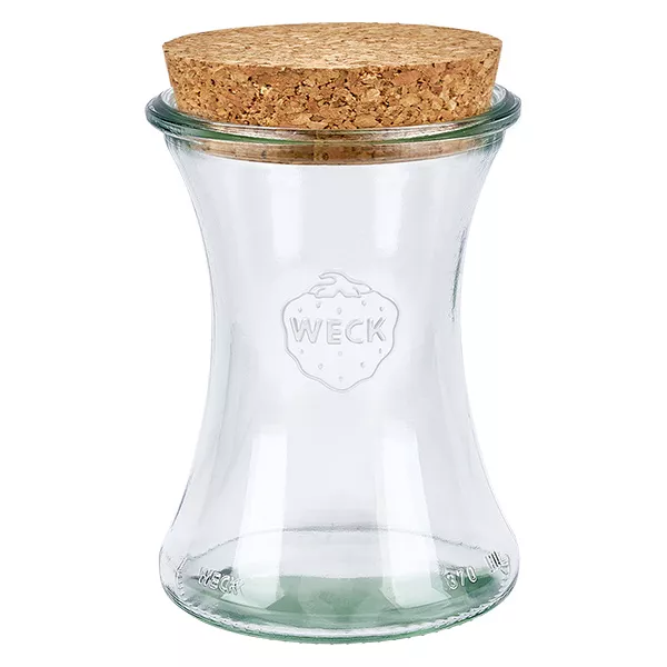 370 ml tulpanburk WECK RR80 med naturkork WECK tulpanburk 370ml RR80 med naturkorklock konserveringsburk förvaringsburk transparent