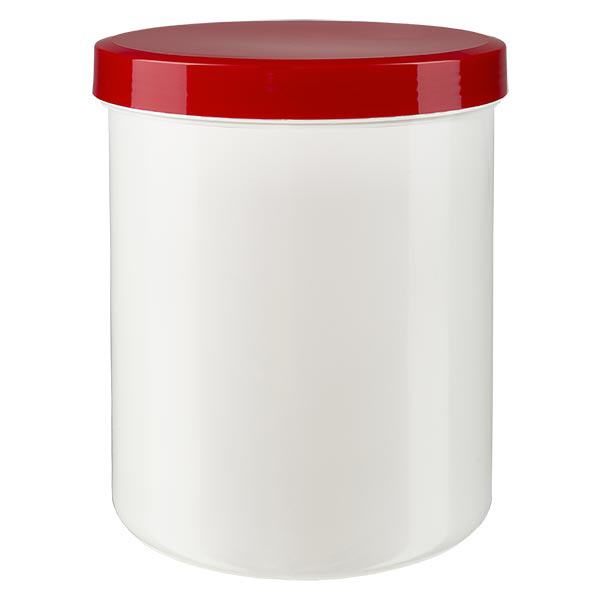 Salvburk 1000g vit med rött skruvlock (polypropylen) Salvburk 1000g vit med rött skruvlock (polypropylen)