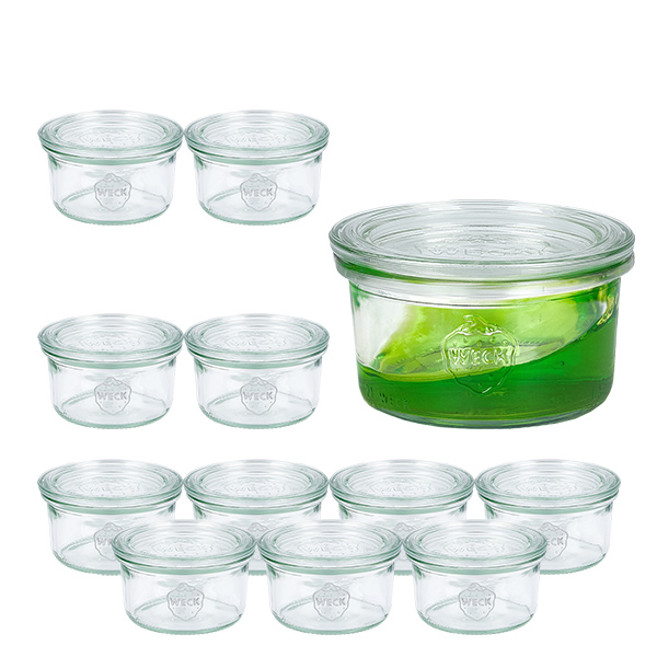 Set med 12 burkar Weck 165 ml med 12 glaslock Set med 12 burkar Weck 165 ml med 12 glaslock