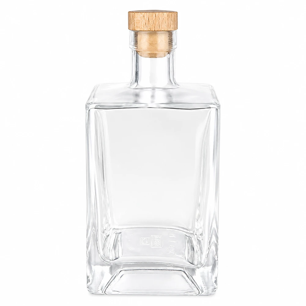 700 ml glasflaska Ben med kork med trähandtag UNiTWIST® 700ml glasflaska Ben med trähandtag kork UNiTWIST transparent tom rektangulär form sprit whiskyflaska