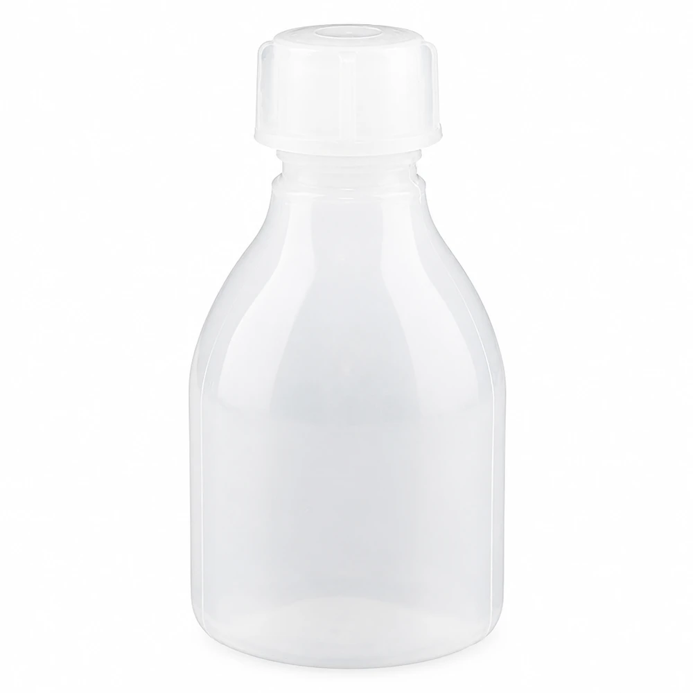 30ml skruvflaska, laboratorieflaska med smal hals 30 ml skruvflaska med smal hals av vit plast och skruvlock för laboratoriebruk