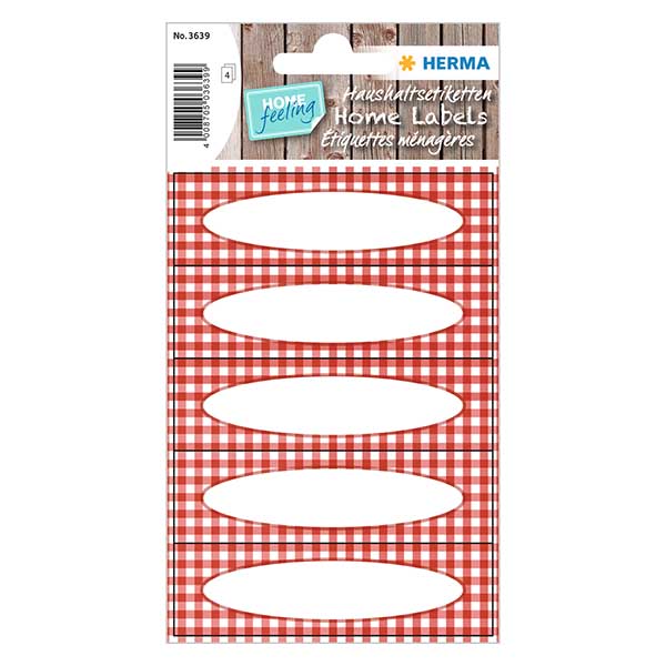 Köksetiketter rödrutiga (20 klistermärken)