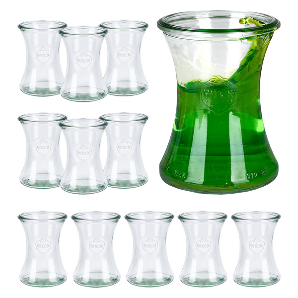 Set med 12 Weck-burkar 370 ml burk för delikatesskonserver Set med 12 Weck-burkar 370 ml burk för delikatesskonserver