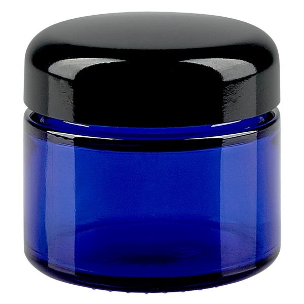 50ml glasburk. kungsblå, med svart bakelit ApoGlas lock 50ml glasburk. kungsblå, med svart bakelit ApoGlas lock