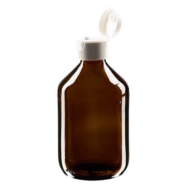 300ml medicinflaska brun, med flip-top lock ApoGlas 300ml medicinflaska brun, med flip-top lock ApoGlas