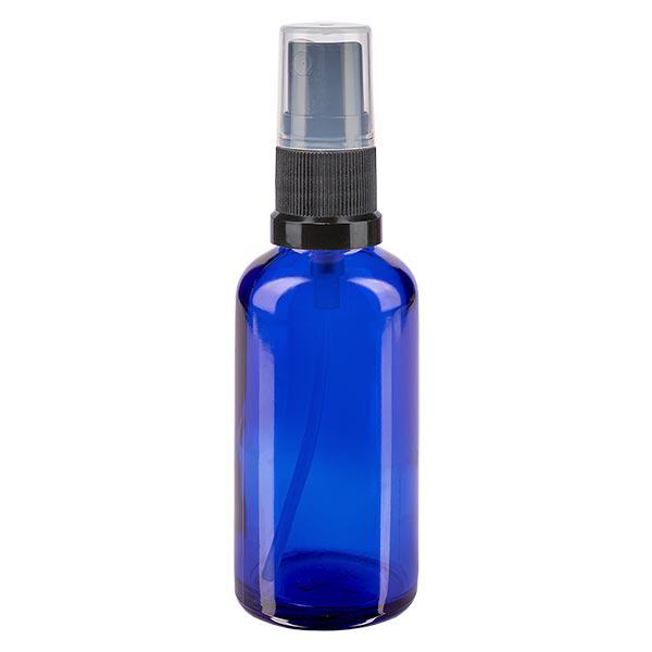 Apoteksflaska blå 50ml spray topp svart Apoteksflaska blå 50ml spray topp svart