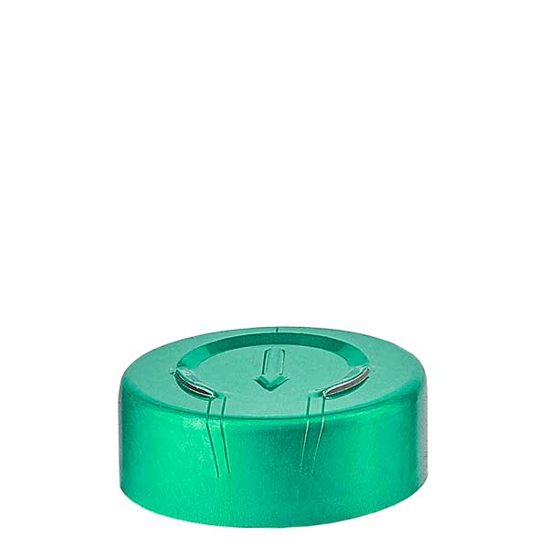 Flare cap 20,25 x 7,4 mm med full avrivning, grön Flare cap 20,25 x 7,4 mm med full avrivning, grön