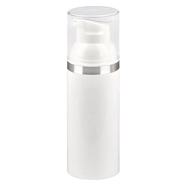 50 ml luftfri dispenser vit med silverprägling 50 ml luftfri dispenser vit med silverprägling