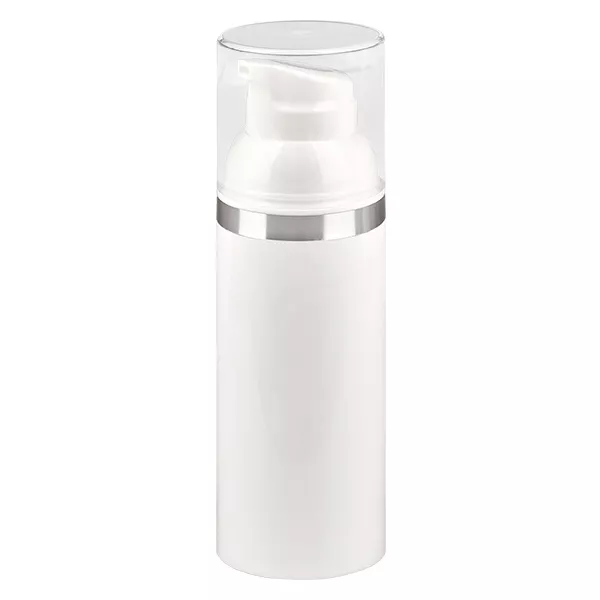 50 ml luftfri dispenser vit med silverprägling