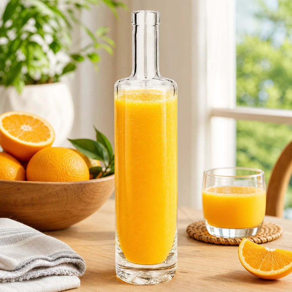 500 ml glasflaska Lina utan lock UNiTWIST® 500ml Glasflasche Lina mit frischem Orangensaft gefüllt zwischen Orangen und Glas in sonniger Küchenatmosphäre Bild 7