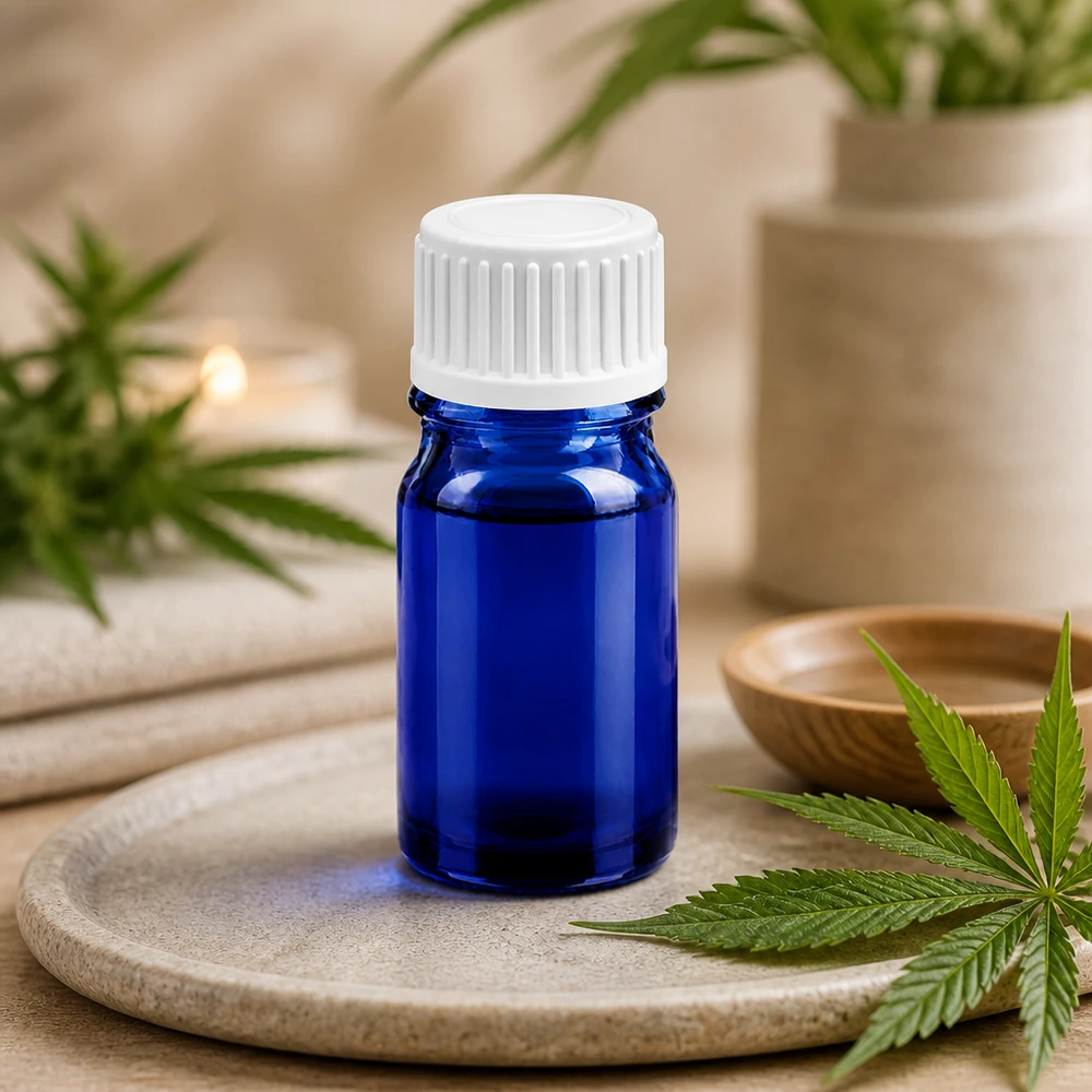 5ml Droppflaska 0.9mm vit standardförslutning BlueLine UT18/5 Exakt 0,9 mm droppöppning i den blå 5 ml glasflaskan för exakt dosering av aktiva ingredienser