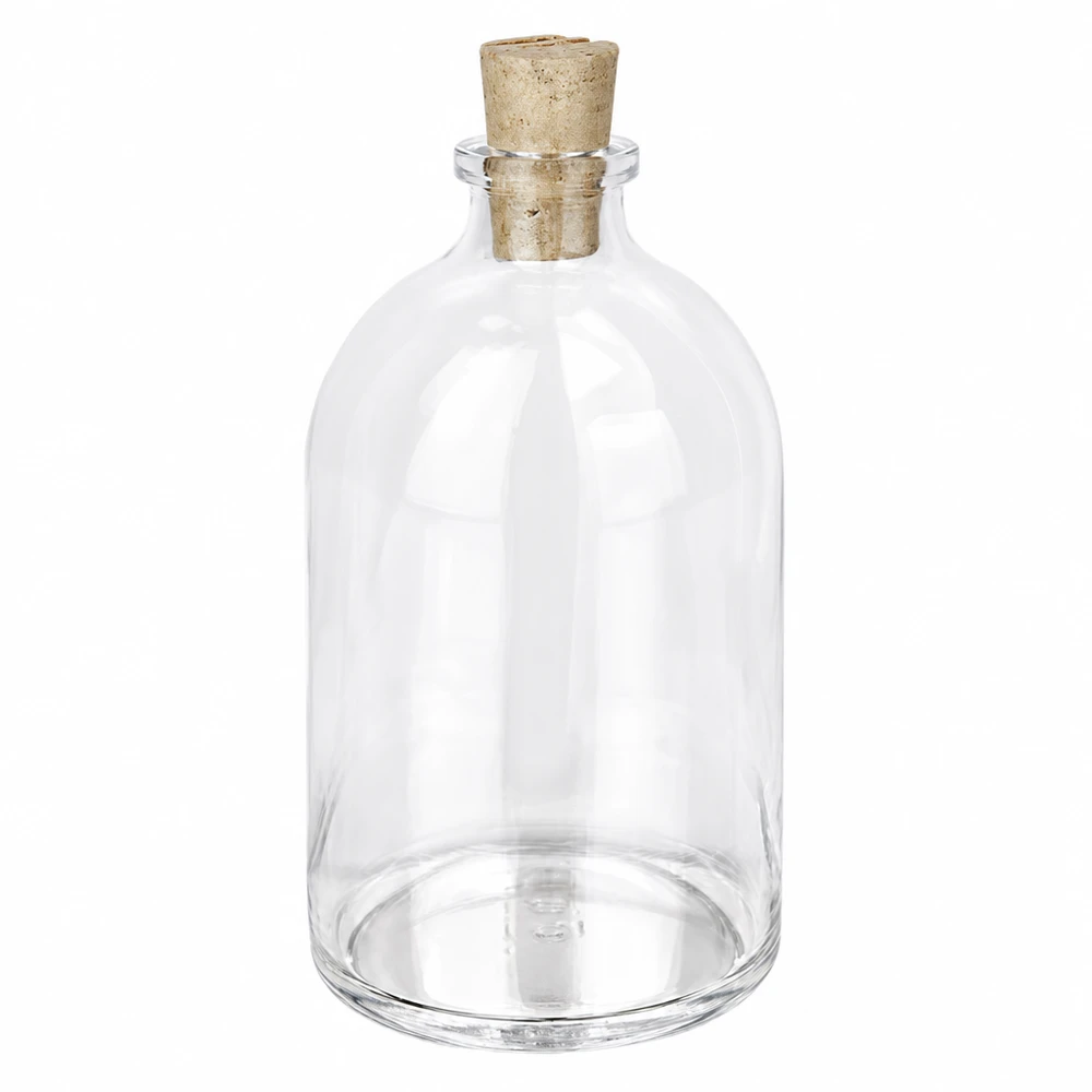 Klarglasflaska 100ml med kork 11/14mm Glasflasche 100ml Klarglas mit Naturkorken 11/14mm bauchige Form mit schmalem Hals