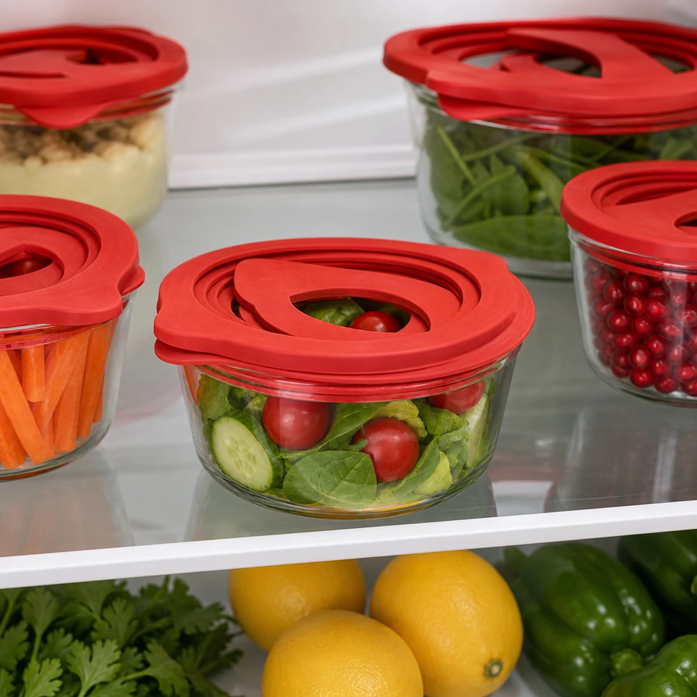 Tätningsring av naturgummi RR80 Einkochring RR80 Naturgummi rot für Vorratsgläser im Kühlschrank mit frischem Salat Gemüse praktische Aufbewahrung