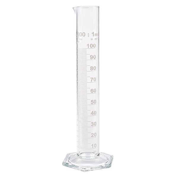100ml mätcylinder HF tillverkad av glas, vit skala